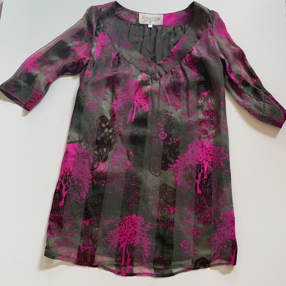 COPY - Rory Beca Silk Shirt Dress in size S, Half Sleeves V Scoop neckline, G… - Picture 6 of 13